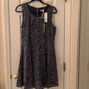 Navy polka dot a line dress NWT